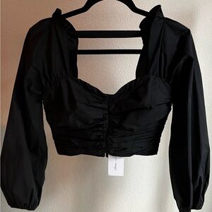 Lovers + Friends Black Ruched Blouse